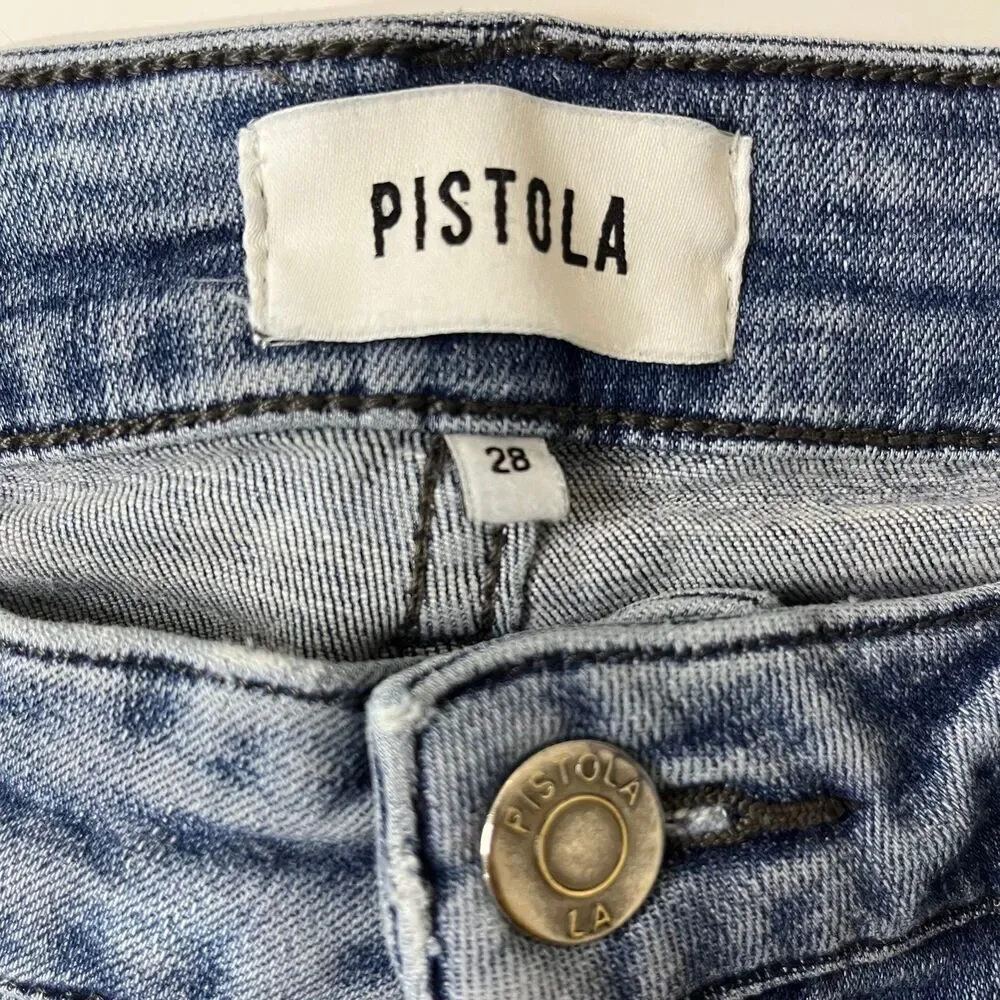 Pistola Light Wash Blue Faded Skinny Jeans Mid Rise Waist size 28
